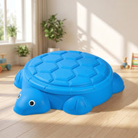 Plastic Turtle Sandbox Textured Play Basin with Lid Large Sandpit Low-Height for Children, Toddlers, Kindergarten, Playroom, Backyard