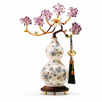 Decorative Gourd Ornament with Tassel Glossy Crystal Flower Vase Ornament for Entryway