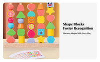 Early Learning Wooden Geometric Stacking Toy Hand-Eye Coordination Geometric Shape Stacker Child-Centered Inspired for Preschoolers