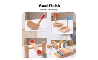 15 Pieces Wooden Mini Golf Set Sensory Training Indoor Outdoor Golf Play Set Curved Arch Obstacles Flag-Topped Targets