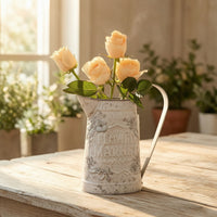 Vintage Floral Watering Can Distressed Finish Rustic Iron Watering Can Easy to Home Decor