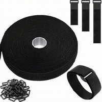 Cut-to-Length Hook and Loop Strap with Buckle Adjustable Reusable Cable Strap Long-Lasting Nylon Fastening Roll Heavy-Duty for Homeowners