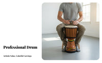 Professional Performance Grade Rope-Tuned Djembe Goatskin Drumhead Percussion Instrument Goat Skin Head Hand Drum Solid Wood Body for Performers, Music Enthusiasts, Live Performances, Studio Recording, Outdoor Gatherings, Home Decoration