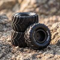 4 Pieces RC Wheels Tires Rim Wheel and Tire Assemblies Good Traction RC Tires with Rims for Backyard Bashing