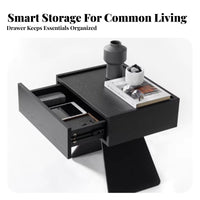 Scandinavian Design Floating Nightstand with Drawer Minimalist aesthetic Wall-Mounted Bedside Drawer Space-Saving Side Table Curved Shape for Interior Designers, Homeowners, Adults, Bedroom, Small Spaces, Living Room, Entryway