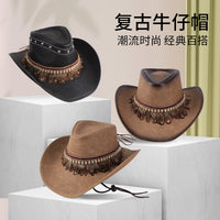 跨境新款夏季牛仔帽大沿复古罗马防晒太阳帽骑马野营大沿帽西部帽