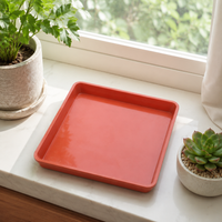 40cm Square Flower Pot Saucer, Red Synthetic Flower Pot Tray, for Indoor and Outdoor Plants