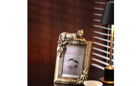 Gilded Feline Picture Frame Glass Front Ornate Vintage Photo Frame