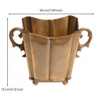 Footed Brass Vase Beaded Tboarder Fluted Brass Container Elegant Decor