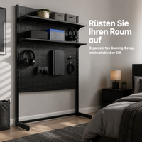 MingTian Perforated Pegboard Standing Shelf Unit for Desk Organization and Display, No-Drill Gaming Setup Storage