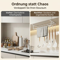 Kitchen Roll Holder for Kitchen, Modern Paper Roll Holder No Drilling, Hanging Kitchen Shelf for Pot Lids, Under-Cabinet Shelf