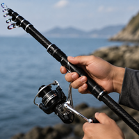 Carbon Fiber Telescopic Fishing Rod and Reel Combo 6 Section Spinning Sea Rod
