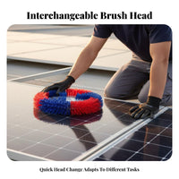 Replaceable Solar Panel Cleaning Brush Scratch-Clear Electric Solar Panel Cleaning Brush Resistant Electric Scrubber Replacement Head Easy Installation for Professional Cleaners, Maintenance Workers, Homeowners