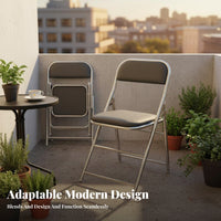 With Backrest Metal Frame Folding Chair Space-Saving Padded Foldable Seat Sturdy and Long-Lasting Portable Seating No Assembly Required for Mahjong Players, Restaurant Owners, Indoor, Events, Parties, Office