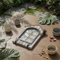 Fake Wall Opening Decor Wood and Steel-Finished Window Frame Decor Focal Point Architectural Feature for Patio