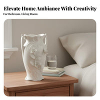 Ceramic Vase Elegant Design French Design Vase Hand Glazed White Handmade Flower Holder for Living Room, Entryway Console