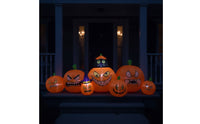 Outdoor Inflatable Pumpkin Row with Black Cat Giant Inflatable Pumpkin with Black Cat Fun Whimsical for Lawn