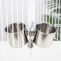 Parrot Feeder and Parrot Water Bowl, Stainless avian feeder Bowl with Rolled Edge, avian Food Cup with Clamp Holder for Cockatiel Feeder