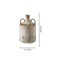 Vintage Patina Planter Vintage Style Rustic Vase Textured Surface Aged Ceramic Jar for Tabletop