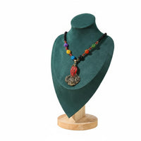 Stable Wooden Base Necklace Display Bust Elegant Design Portrait Neck Form Display Scratch-Resistant Jewelry Bust Stand for Retail Shop, Boutique, Trade Exhibition