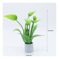 Realistic Dollhouse Potted Plant Light Gray Pot Mini Potted Plant Green