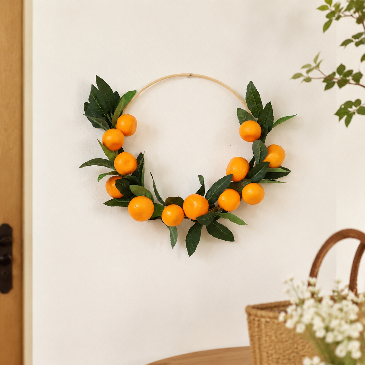6 Pcs Artificial Orange Flowers Garland Banner, Backdrop for Home Decor Living Room, Bridal Shower Decorations Wedding Decor House