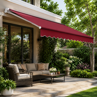 Awning Sun Shade Outdoor Terrace Balcony Reddish Brown Aluminum Alloy Manual Retractable Wall Mounted