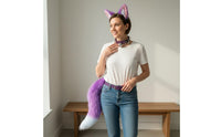 Mythical Canine Cosplay Set With Bells Faux Ears and Tail Set Soft Wolf Cosplay Accessories for Cosplayers, Women, Halloween, Comic Con, Parties