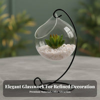 Micro Landscape Bottle Creative Gift Slanted Opening Glass Planter Functional Ornamental Glass Propagation Vase for Gardeners, Desktop, Bedroom