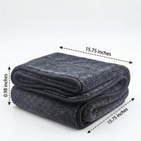 1200 GSM Car Drying Towel, Twisted Loop Towel with Braided Border, Microfibre Cloths for Car Cleaning, Lint and Shedding Resistant Dark Gray