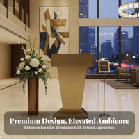 Long-Lasting Stainless Steel Speech Stand Anti-Rust Stainless Steel Lectern Stand Stable Structure Reception Welcome Desk Heavy Duty for Event Hosts, Receptionists, Hotel Lobbies, Conference Halls, Sales Centers, Auditoriums