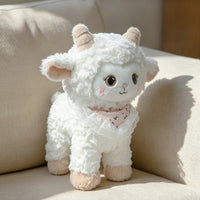 Decorative Stuffed Sheep with Bib Soft Sheep Plushie Standing Cuddly for Children, Toddlers, Nursery Decor, Bedside, Shelf