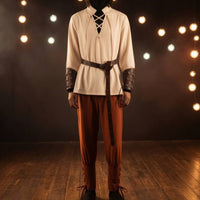 Costume with Bracers Medieval Costume with Belt Accessories Lace-Entire Outfit for Men, Adults, Theater, Halloween
