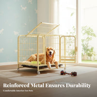 Secure Lock Heavy Duty Dog Enclosure Easy to Clean Heavy Duty Dog Crate Removable Tray Double Door Pet Kennel Coating