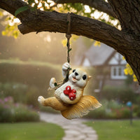 Cute Creature Design Climbing Squirrel Figurine Weather Resistant Hanging Squirrel Statue Weatherproof for Gardeners, Patio, Balcony, Fence