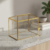 Wedding Card Box Decorative Transparent Card Box Gold Frame for Birthday, Brides