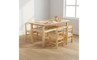 Rounded Corners Solid Wood Kids Table and Chair Set Safe Design Kindergarten Classroom Table Easy to Clean Wooden Craft Desk and Chair Set for Students, Toddlers, Daycare, Playroom