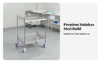 Easy to Clean Stainless Steel Medical Trolley Thickened Material Trolley Stainless Steel Medical Cart Sturdy and Long-Lasting for Dentists, Beauticians, Hospital, Operating Room, Laboratoryoratory Oratory