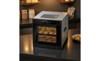 Viewing Window 6-Layer Food Dehydrator Internal Light Countertop Food Dehydrator Black and Silver Jerky Dryer Even Hot Air Circulation