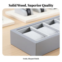Wood Grain Finish Wooden Watch Organizer Tray Elegant Design Watch Display Tray Saves Space Soft Lining for Retailers, Men, Women, Retail Shop, Showcase, Countertop, Dresser