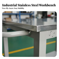 High Load Capacity Mobile Workbench Resistant Rolling Tool Table Easy to Clean Rolling Work Table for Warehouse Workers, DIY Enthusiasts, Factory, Repair Shop, Laboratory, Commercial Kitchen