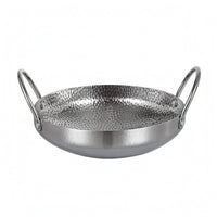 Wide Open Top Hammered Stainless Steel Pot Deep Shape Loop Handle Pot Silver Finish Cookware Dishwasher Safe
