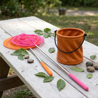 Extendable Fishing Net for Kids, Butterfly and Insect Catching Net with Foldable Bucket, Outdoor Play Toy
