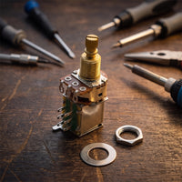 B500K Potentiometer with Switch Compact Guitar Control Pot with Knurled Shaft Threaded for Luthier, Guitarists