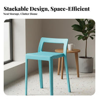Armless Dining Chair Nordic Minimalist Design Molded Lowrear Chair Thickened and Sturdy Indoor Seating for Adults, Kitchen, Restaurant, Cafe