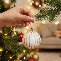6 Pieces 8cm Shatterproof  Christmas Balls Easy to Hang Christmas Ball Ornaments Elegant Look Flocked Ball Ornament for Families, Homeowners, Wreath Making, Home