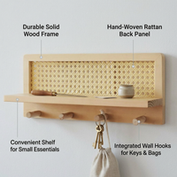 Coat Rack Shelf Wall Mounted, Entryway Key Holder Coat Rack, Wall Mounted Coat Rack for Kitchen, Coat Hooks Wall Mounted, Rack Shelf Wall Mounted