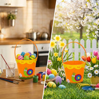Felt Easter Basket Handbag, Easter Candy Bag, Cloth Easter Basket Adorable Design Easter Egg Search Bucket Festive Cartoon Animal Gift Bag for Young Children, Arts and Crafts Activity