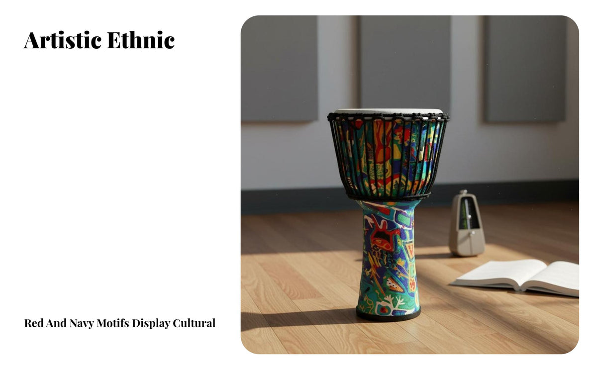 Tunable Rope-Tuned Djembe Easy to Learn African Drum Pleasant Sound Percussion Instrument Ethnic Pattern for Beginners, Music Lovers, Live Performances, Stage Performance, Jam Sessions, Outdoor Gatherings