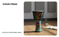 Tunable Rope-Tuned Djembe Easy to Learn African Drum Pleasant Sound Percussion Instrument Ethnic Pattern for Beginners, Music Lovers, Live Performances, Stage Performance, Jam Sessions, Outdoor Gatherings
